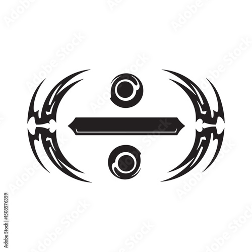Division Symbol with Tribal Tattoo Style, Black and White Vector