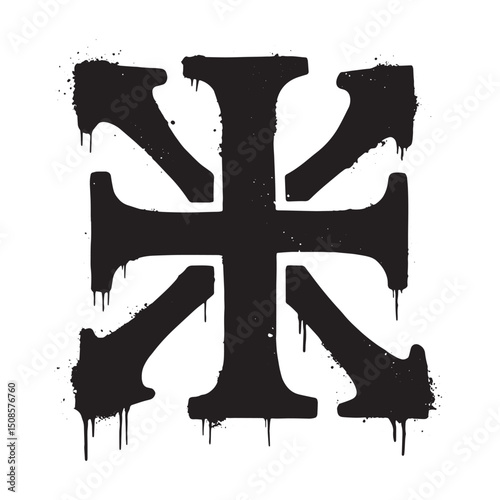 Striking Chi Rho Symbol with Paint Drip Effect for Modern Appare