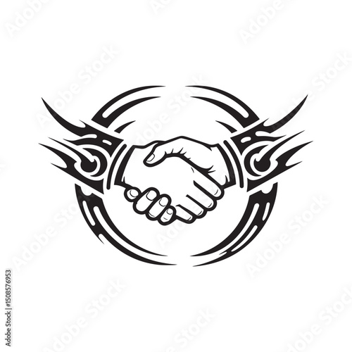 Tribal Tattoo Style Mergers and Acquisitions Icon for Merchandis