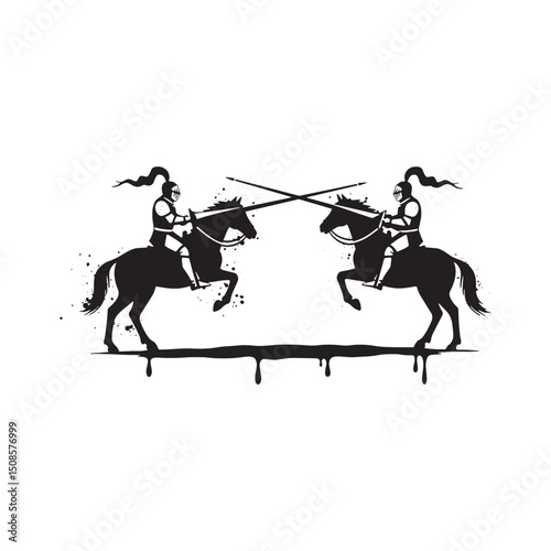 Epic Jousting Tournament Illustration with Stencil and Drip Effe