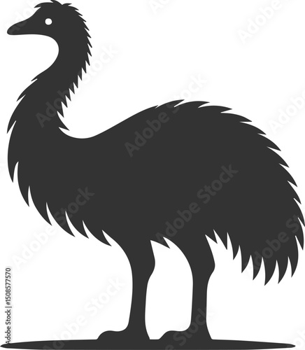 Wild bird silhouette of a emu vector drawing