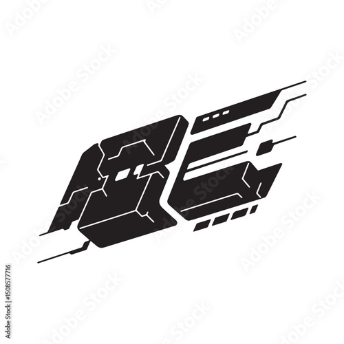 Cyberpunk Internet Gateway Icon in Black and White Vector Design
