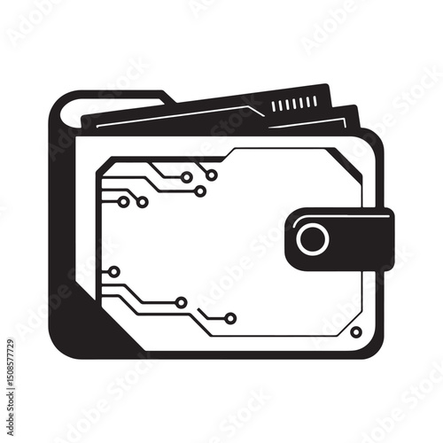 Futuristic Cyberpunk Digital Wallet Icon for Merchandise Apparel