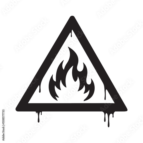 Hazardous Warning Symbol with Dripping Paint Stencil for Apparel