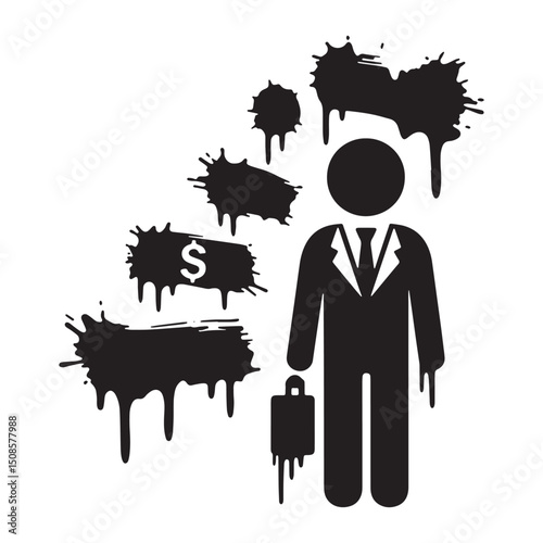 Financial advisor icon with stencil dripping paint design concep