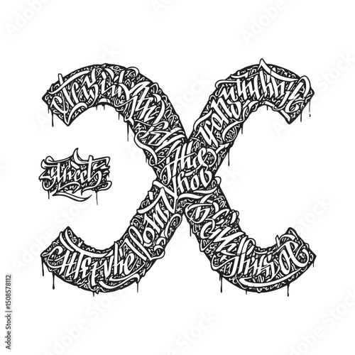 Monochrome Vector Illustration of an Abstract Therefore Icon wit