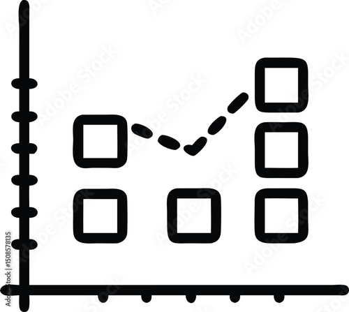 Minimalist Line Graph Icon, Data Statistics Chart Graphic