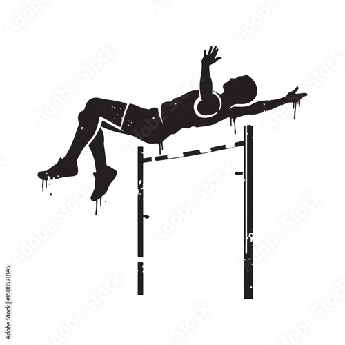 Dynamic High Jump Athlete Illustration with Dripping Paint Effec