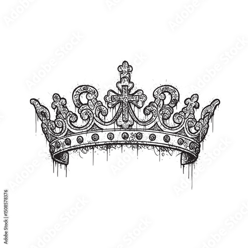 Unique papal tiara vector illustration with dripping paint effec