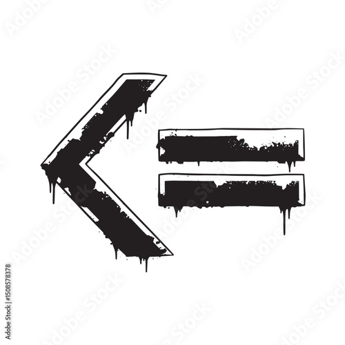 Edgy Greater Than or Equal To Symbol with Dripping Paint Stencil