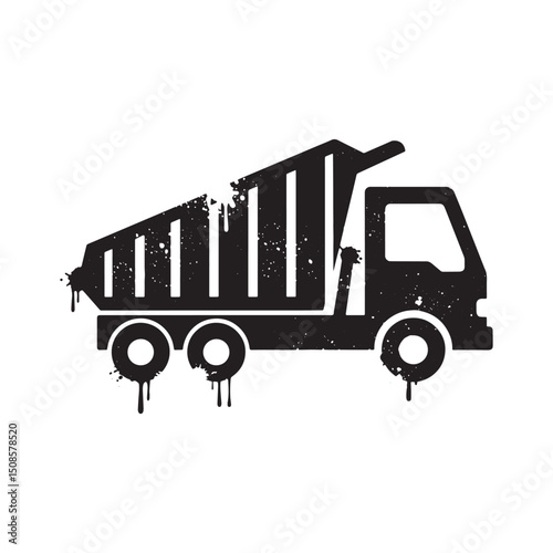 Grunge Style Garbage Truck Vector Illustration with Dripping Pai
