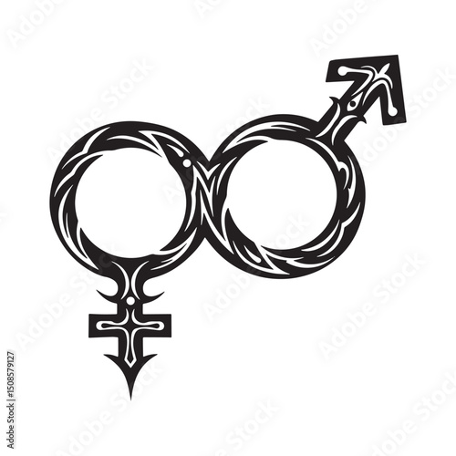Gender Spectrum Symbol with Tribal Tattoo Style Vector for Appar