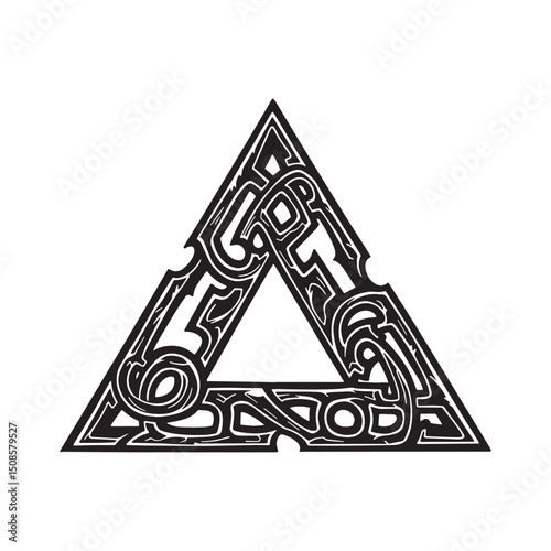 Valknut symbol in tribal tattoo style, black and white vector de
