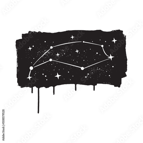 Monochrome vector illustration of a starry sky constellation wit