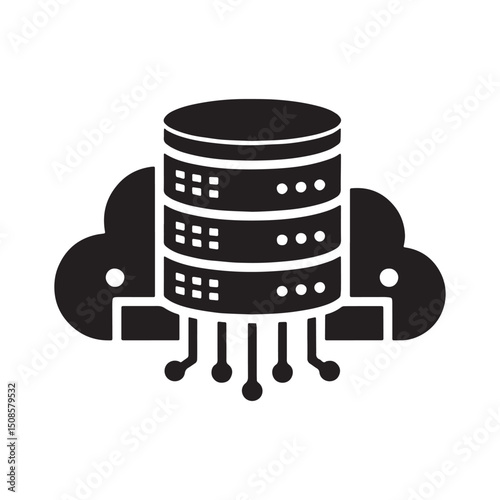 Futuristic Web Hosting Icon with Cyberpunk Aesthetics for Mercha