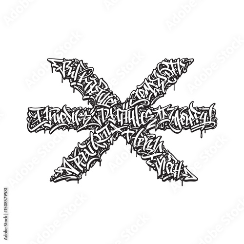 Parallel Symbol with Graffiti Tags, A Black and White Vector for