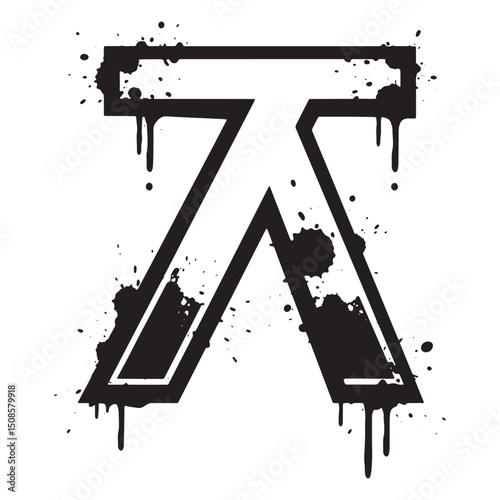 Striking perpendicular icon with stencil drip effect for urban a