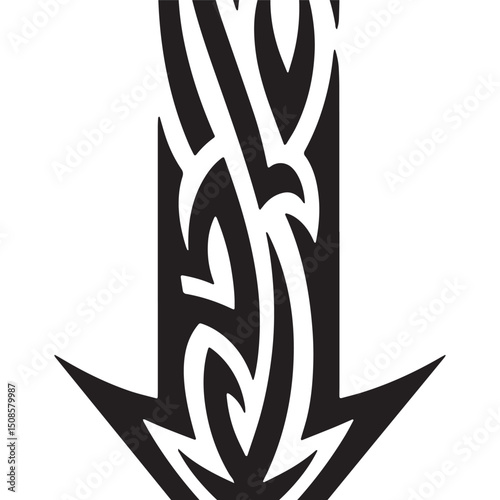 Tribal Style Precipitate Arrow Tattoo Design for Apparel and Mer
