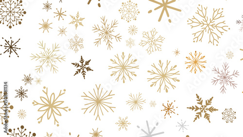 Snowflakes - golden openwork shiny snowflakes, star, 3D rendering.