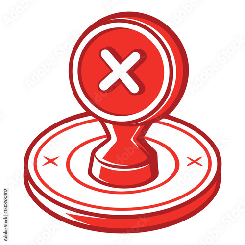 Red cancel stamp icon graphic isolated on white background