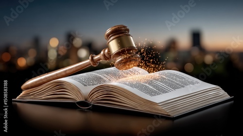 Gavel on open book legal concept