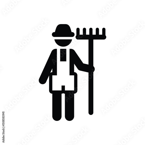 Black Farmer Icon Silhouette Vector