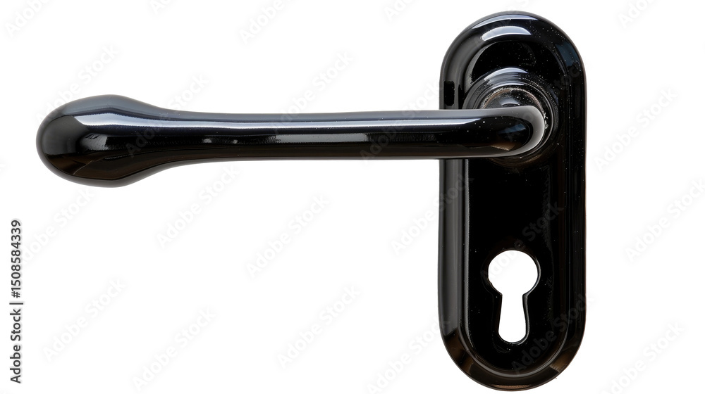 Black door handle with a sleek design and keyhole, perfect for modern interior settings Black door handle with a sleek design and keyhole, perfect for modern interior settings