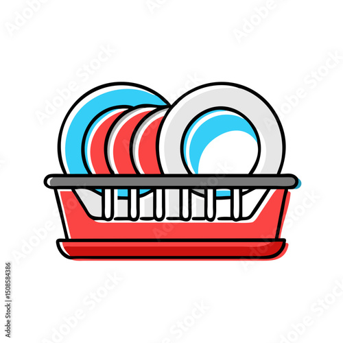 Clean dishes in rack.