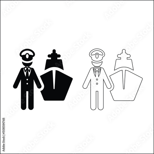 Captain Icon Set Vector Collection