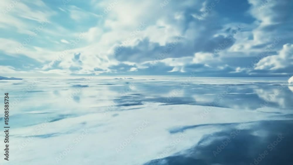 Tranquil Arctic expanse reflected skies Tranquil Arctic expanse reflected skies