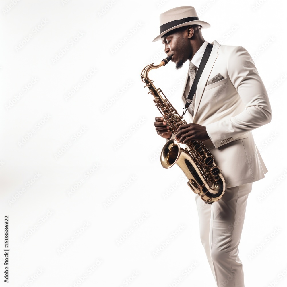 Naklejka premium Man playing saxophone.