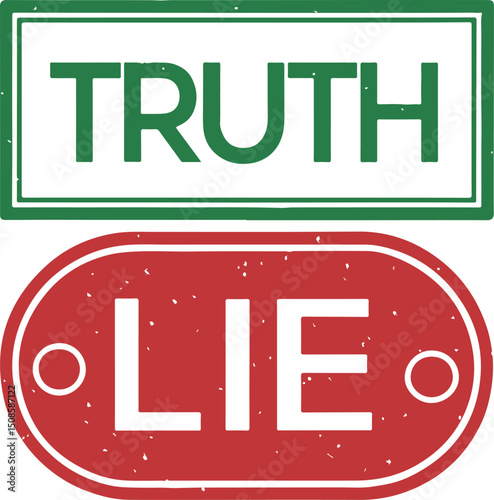 Truth and Lie Rubber Stamp Vector with Contrast Design