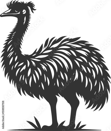 Wild bird silhouette of a emu vector drawing