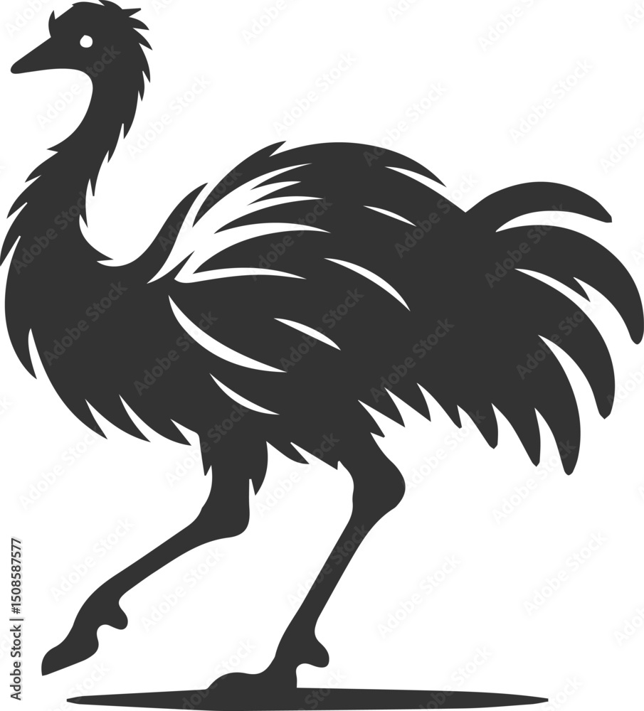 Obraz premium Wild bird silhouette of a emu vector drawing