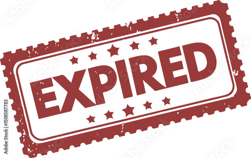 Isolated Expired Stamp Vector, Red Grunge Ink Texture, Distressed Rubber Stamp, Vintage Style, Editable Vector, Rough Ink Effect, Warning Label, Minimal Design, Clean Illustration