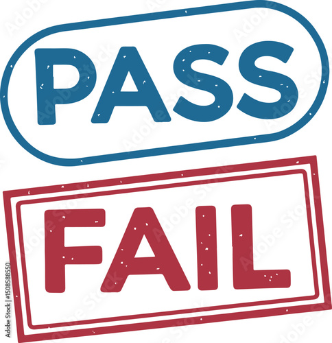 Pass and Fail Stamp Vector with Blue and Red Design