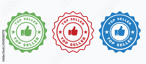 Premium Best Seller Badge Award Seal Orange Ribbon Design Graphic Element for Business Marketing Promotion Top Quality Product Label Illustration