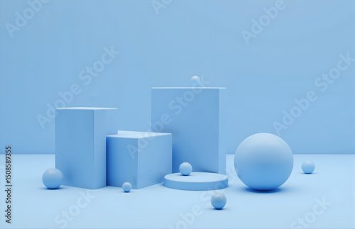 Wallpaper Mural Light Blue Geometric Shapes Composition Torontodigital.ca