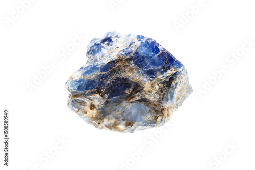 raw benitoite crystal mineral isolated on white