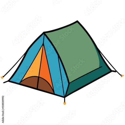 Camping Tent Line Art, Outdoor Adventure Shelter Graphic