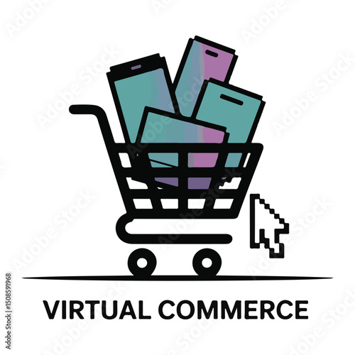 online shopping cart icon. virtual commerce