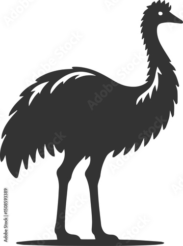 Wild bird silhouette of a emu vector drawing