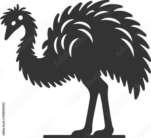 Wild bird silhouette of a emu vector drawing