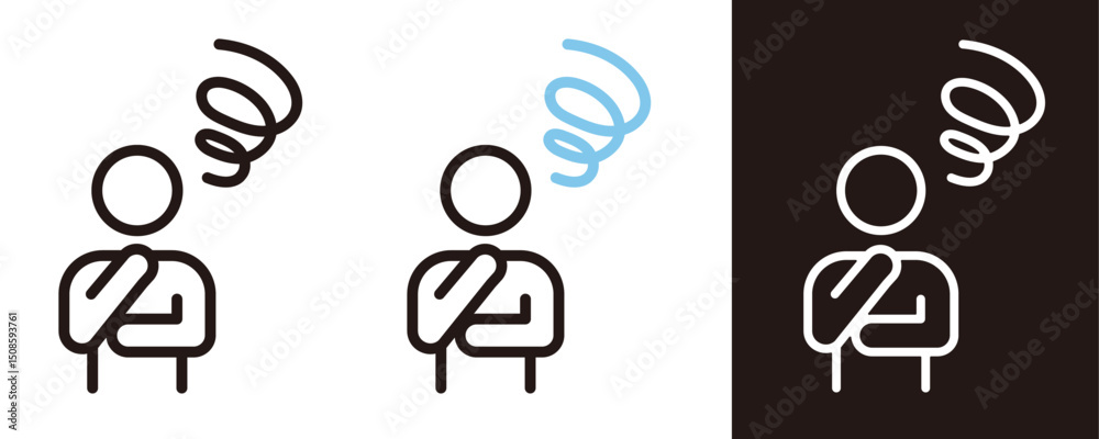 custom made wallpaper toronto digitalネガティブな感情のピクトグラム。悩んでいる、もやもやしている、困っている人のアイコン。