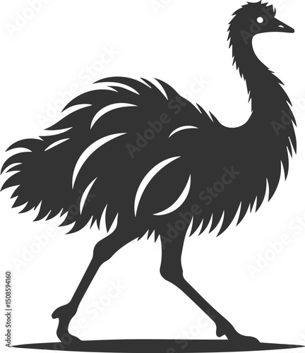 Wild bird silhouette of a emu vector drawing
