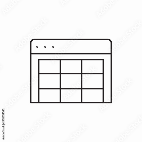 Website spreadsheet data table icon vector sign
