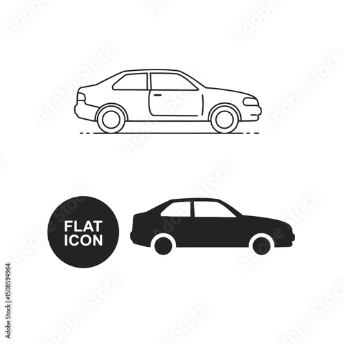 car in hand line and flat icon. Vector 