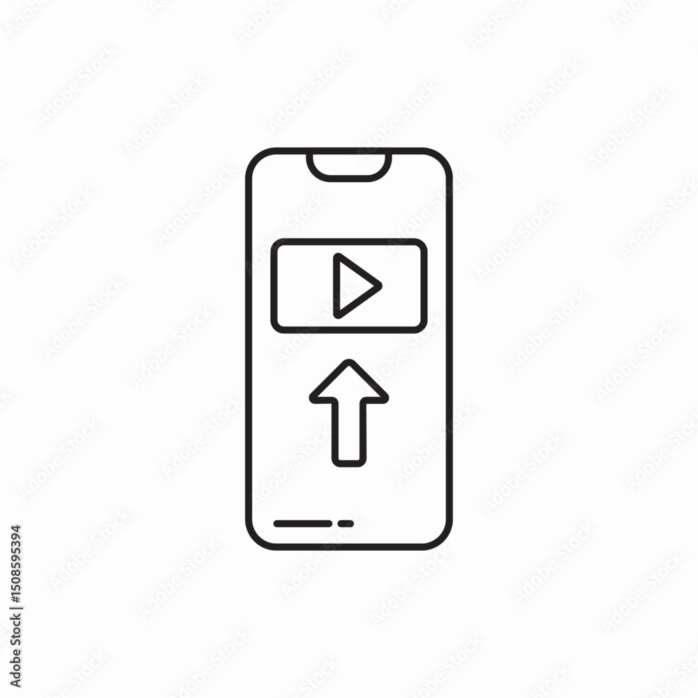 Mobile video upload app icon vector sign