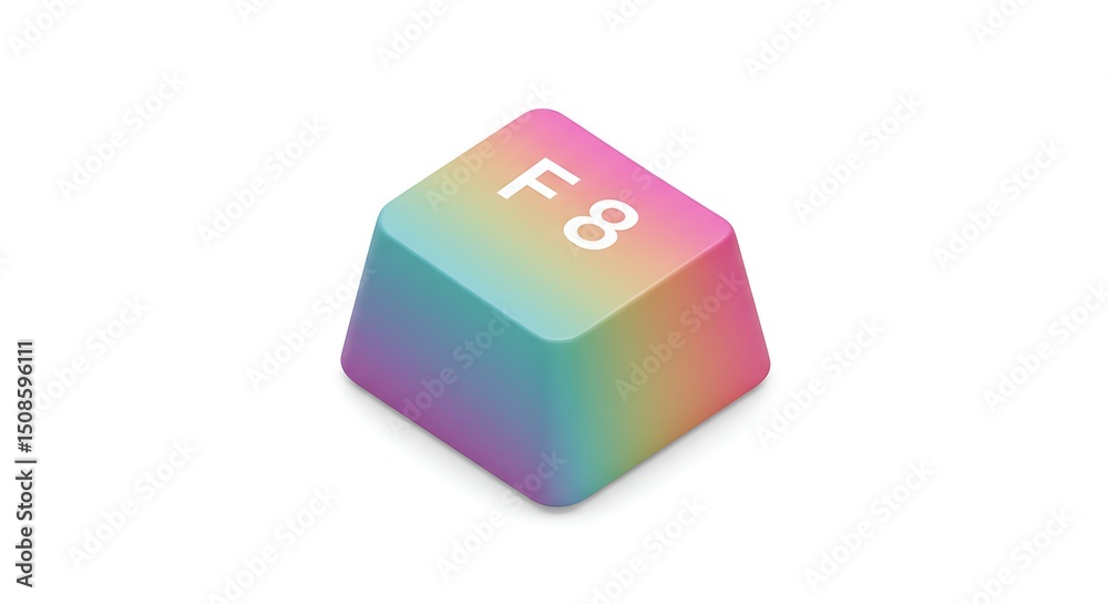 Rainbow F8 Keycap Isolated on White Background Rainbow F8 Keycap Isolated on White Background