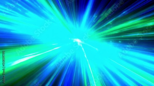 Energetic Electric Blue and Lime Green Waves with Pulsing Motion and Glowing Particle Effects in Sharp Detail